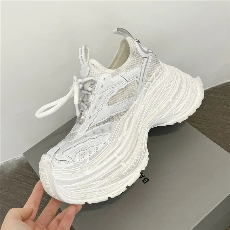 Thick Bottom Platform High Heel Casual Trainers Luxury Brand Designer Women Sneaker Mixed Color Runway Sport Shoes Large Size - Sun Studio