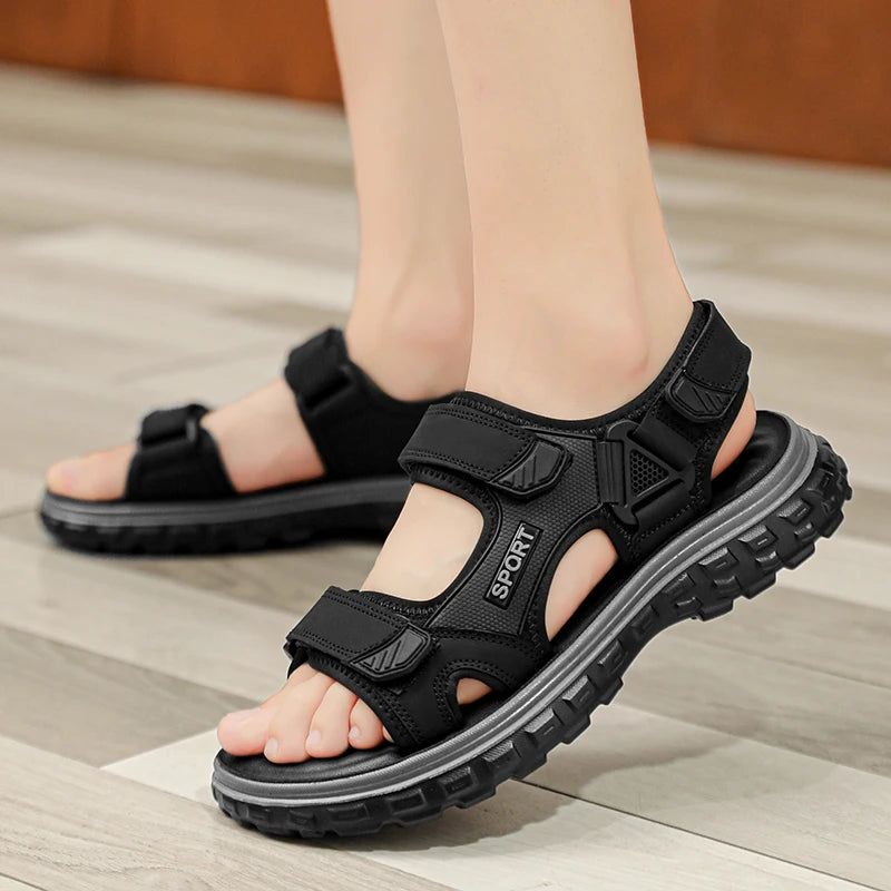 Sandals men summer fashion new style outdoor wear soft sole wear-resistant anti slip anti odor breathable dual-use beach sandals - Sun Studio