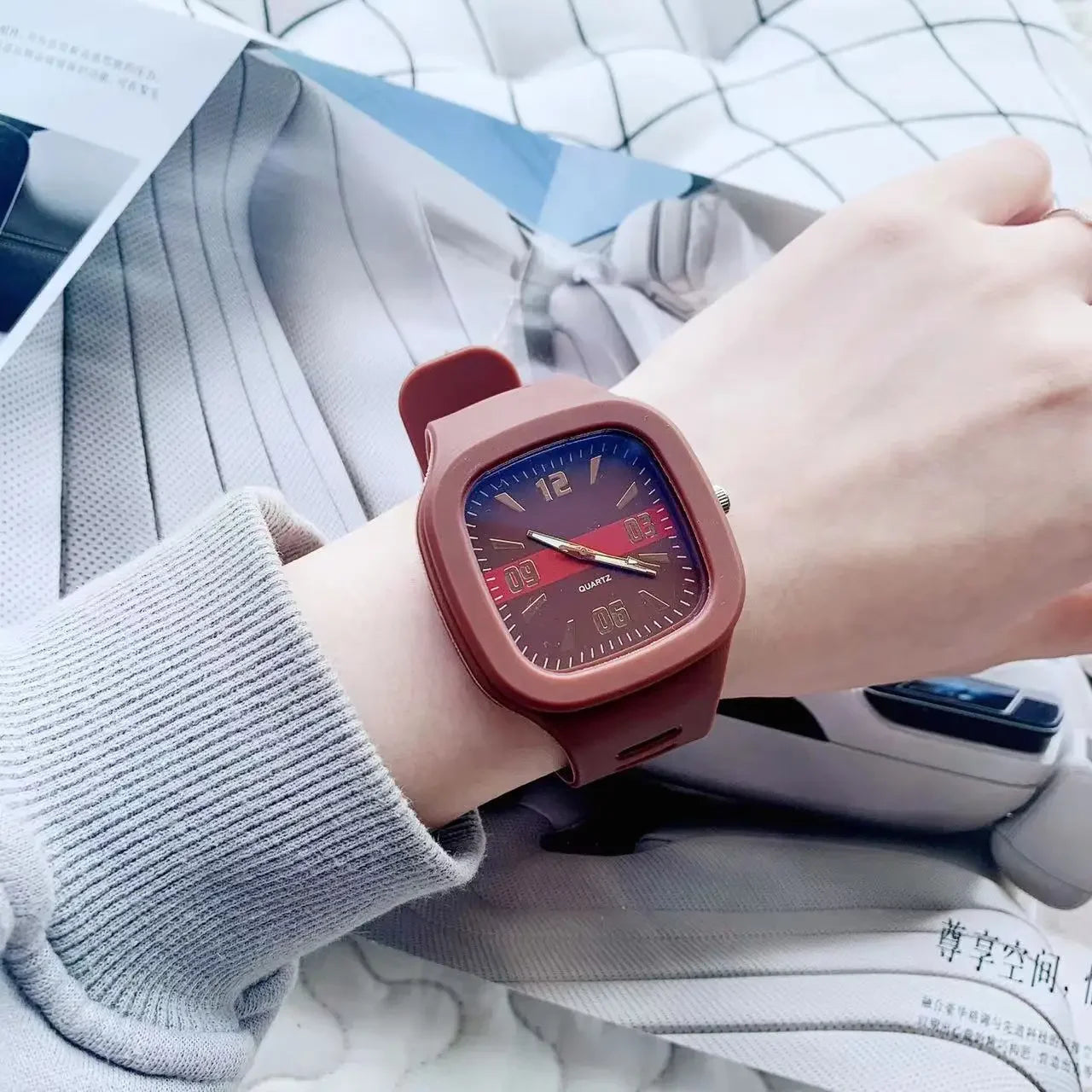 Fashion Women Watches Big Square Quartz Watch Women's Wristwatch Waterproof Silicone Strap Casual Ladies Watch Clock - Sun Studio