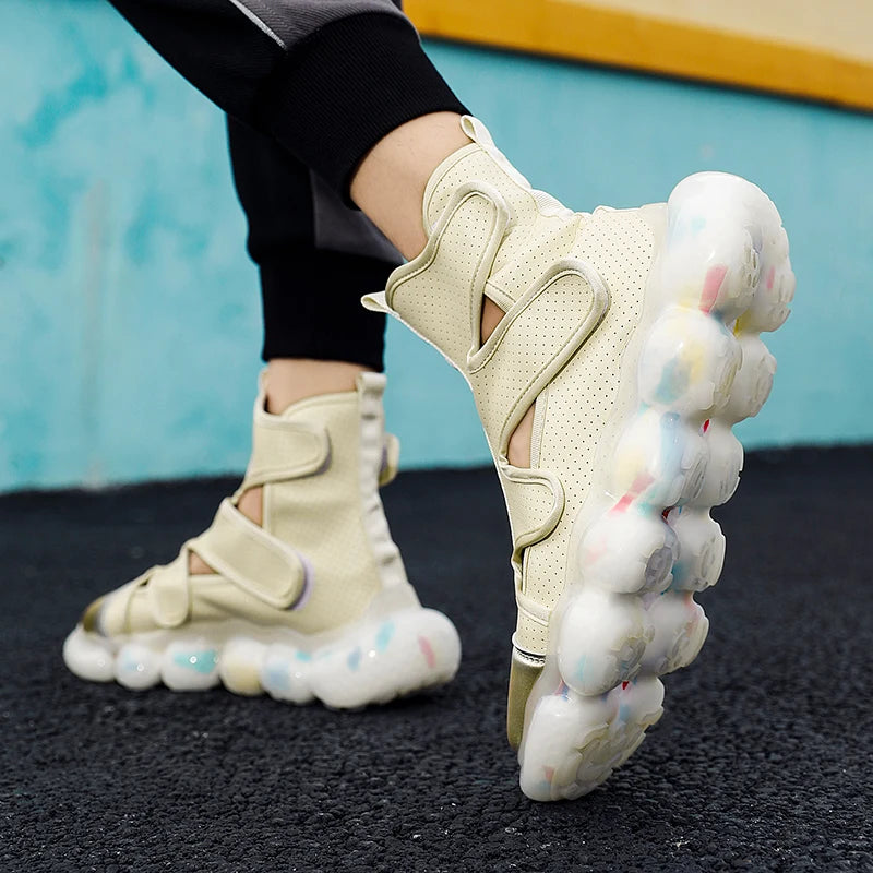 2023 Spring New Men's Casual Shoes Fashion Solid Color Shoes Outdoor Outsoles Breathable Light Comfortable High Top Man Sneakers - Sun Studio