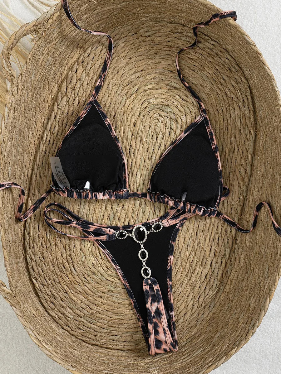 2026 Shiny Crystal Diamond Bikini Women Swimsuit Female Triangle Swimwear Two Pieces Bikini Set Micro String Bather Bathing Suit - Sun Studio