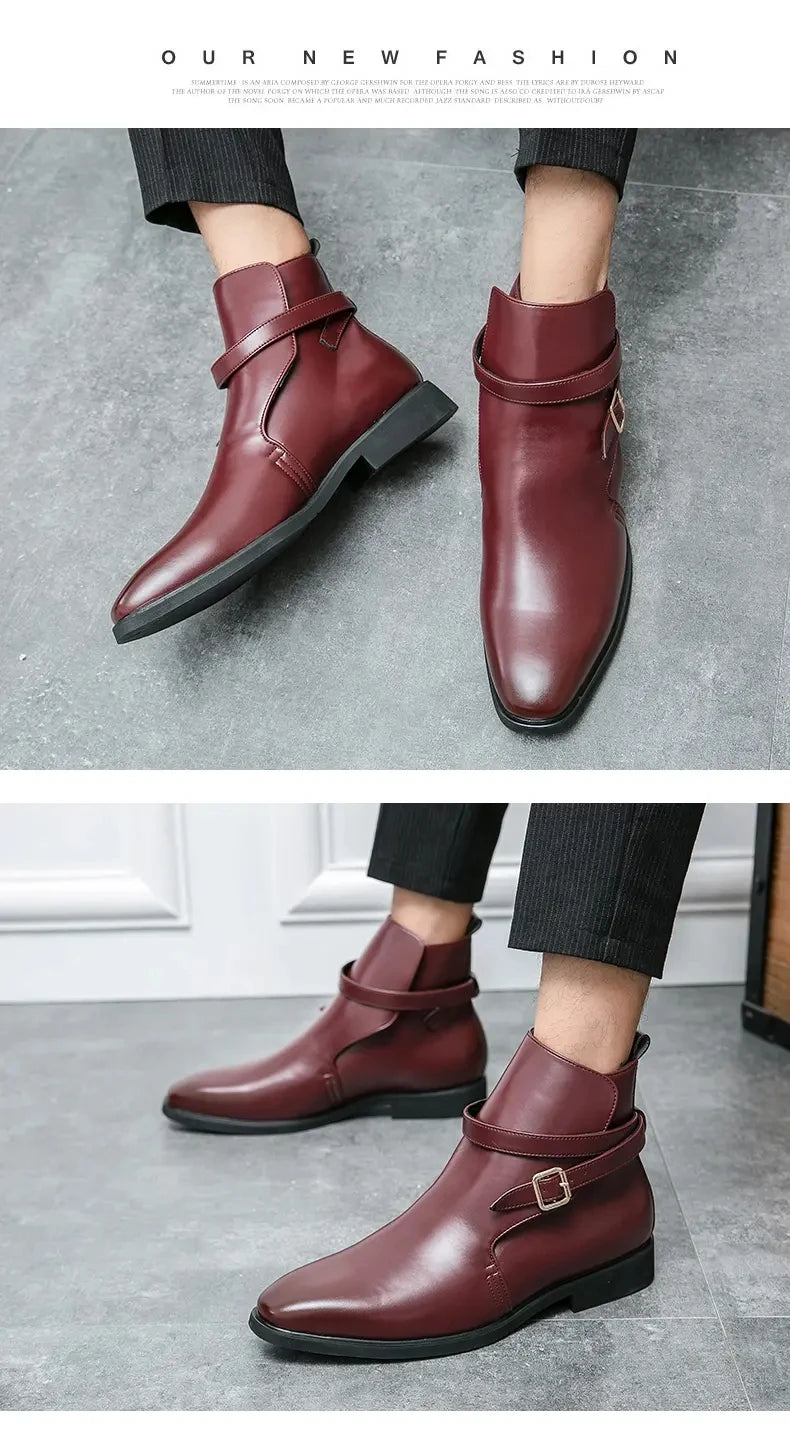 European Station New Men Pointed Chelsea Boot Side Buckle Casual Classic Size 38-48 Male Boots - Sun Studio