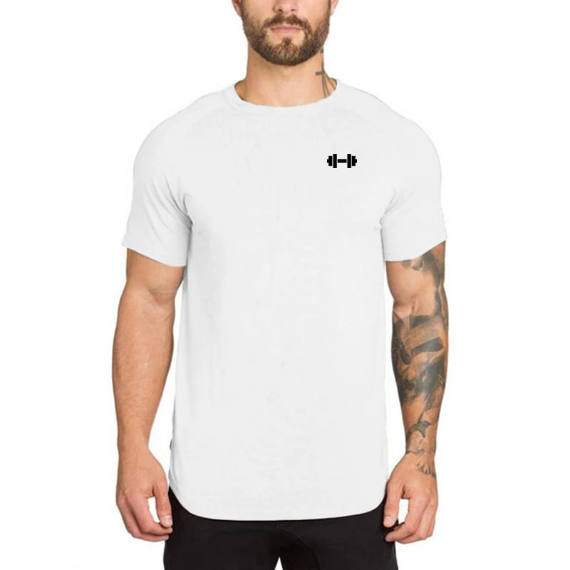 Gym Bodybuilding Workout Clothing Sportswear Mens Casual Short-sleeved Cotton Shirts Summer Fitness Breathable Slim Fit T-Shirts - Sun Studio