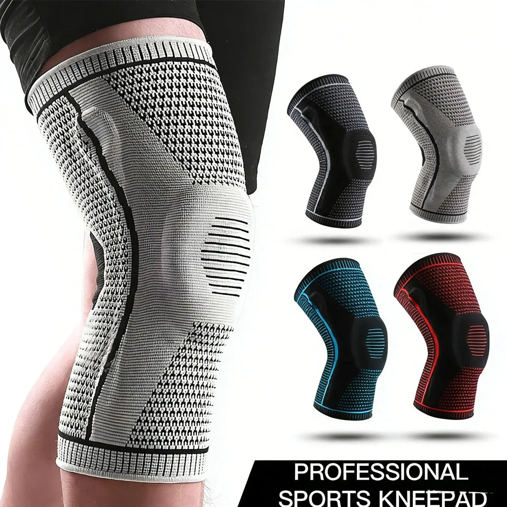 1PC Silicone Knee Pads Strap Patella Medial Support Meniscus Compression Knee Braces for Running Sport Knee Protection - Sun Studio