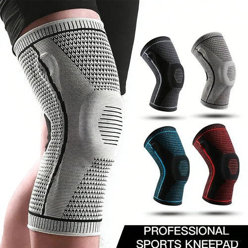 1PC Silicone Knee Pads Strap Patella Medial Support Meniscus Compression Knee Braces for Running Sport Knee Protection - Sun Studio