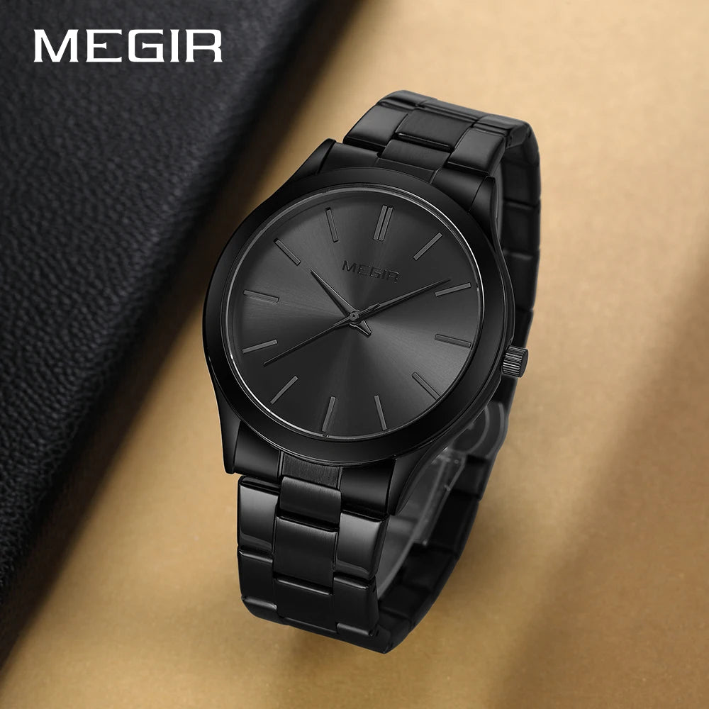 MEGIR Luxury Simple Quartz Men's Watch Business Stainless Steel Bracelet Luminous Watches Man High-Quality Clock reloj hombre - Sun Studio