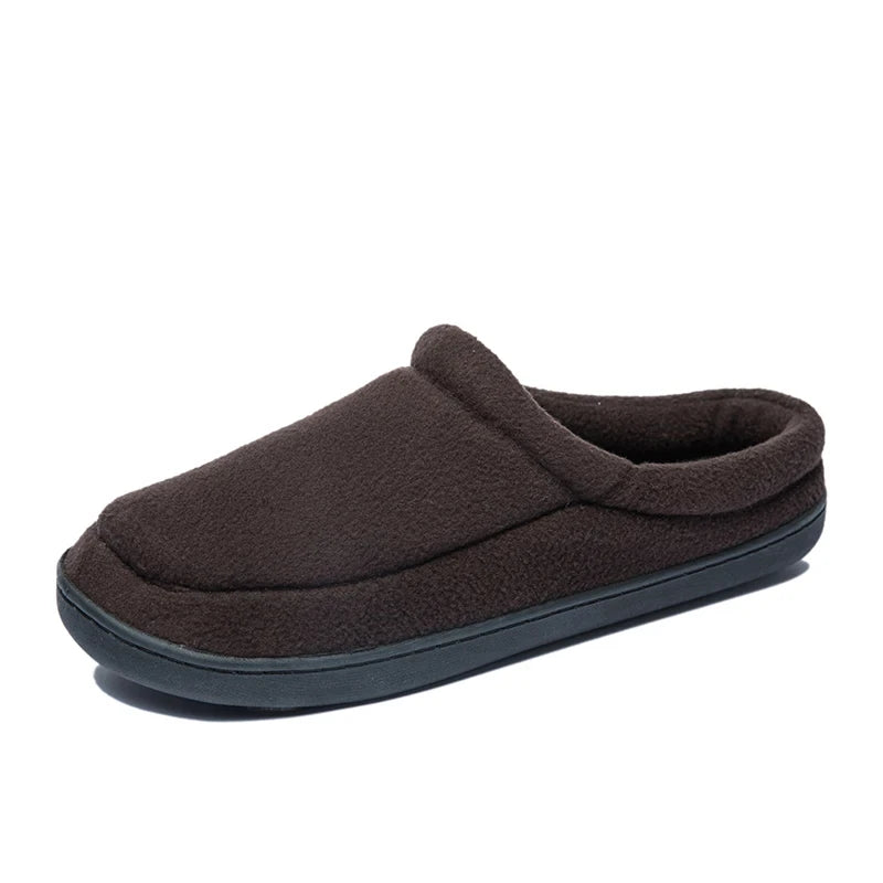 Men Slippers Black New Winter Suede Slippers Warm Indoor Slipper Waterproof Home House Shoes Men Warm Velvet Fur Knitting Shoes - Sun Studio