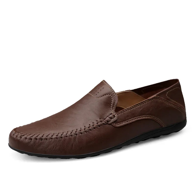 Genuine Leather Men Casual Shoes Luxury Brand Designer Men Loafers Moccasins Breathable Slip on Male Boat Shoes Plus Size 37-47 - Sun Studio