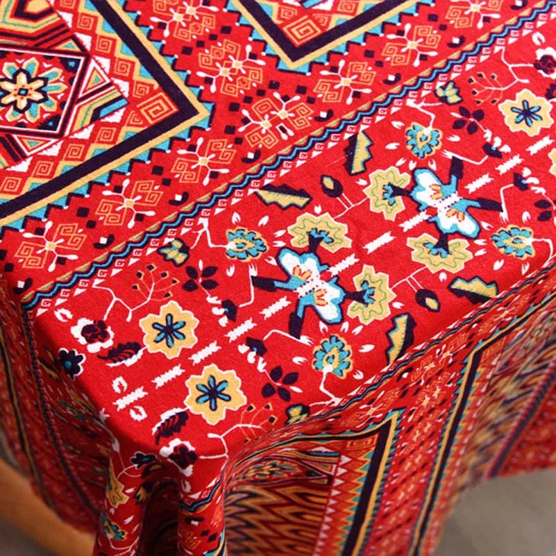 Bohemian Fabric Ethnic Vintage Retro Boho Printed Cotton Linen Home Decor Upholstery Textile
