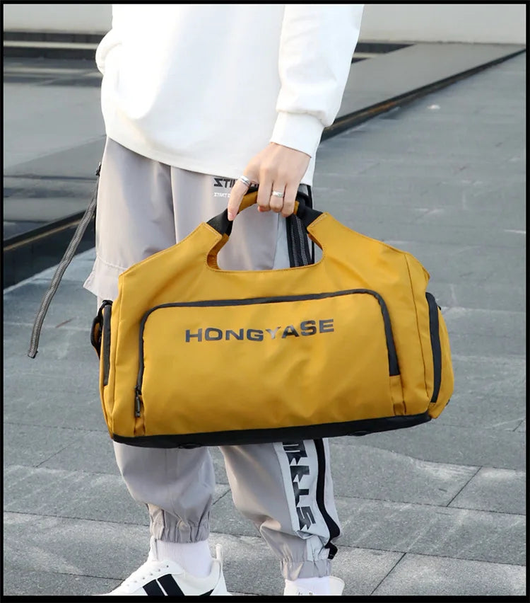 Gym Sports Bag for Men Travel Fitness Duffle Shoe Pocket Luggage Duffel Waterproof Tote Handbags Weekend Shoulder Outdoors Bag - Sun Studio