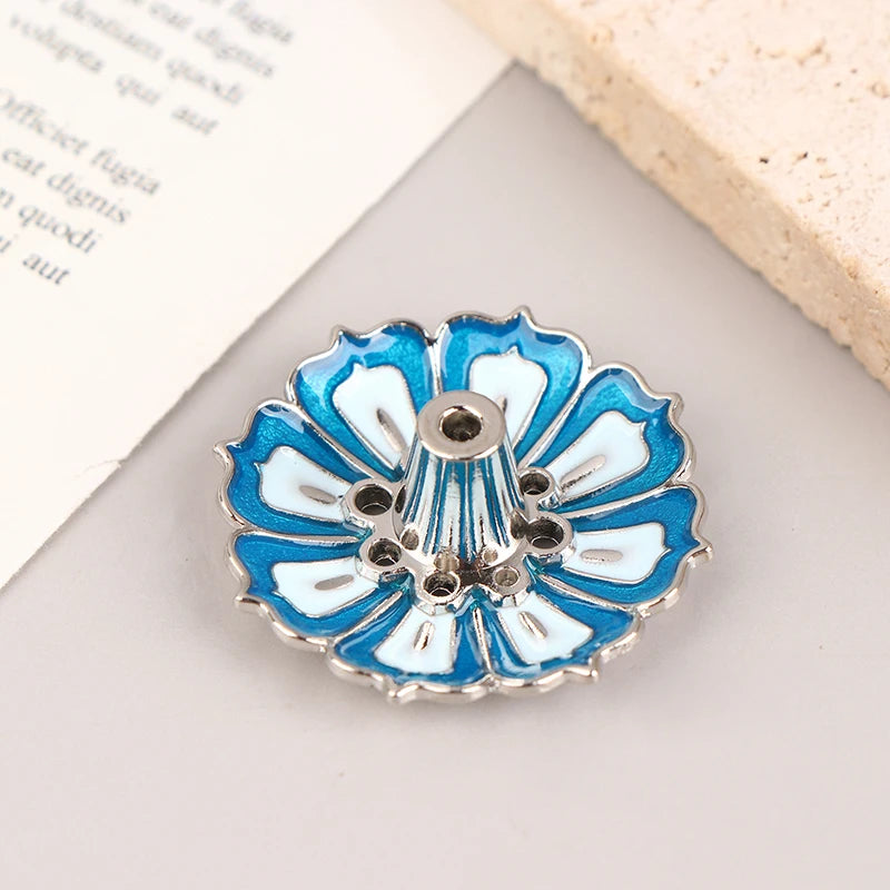 1Pc Lotus Alloy Incense Burner Stick Holder Home Buddhism Line Incense Plate Sandalwood Coil Base Delicate Temples Home Decor - Sun Studio