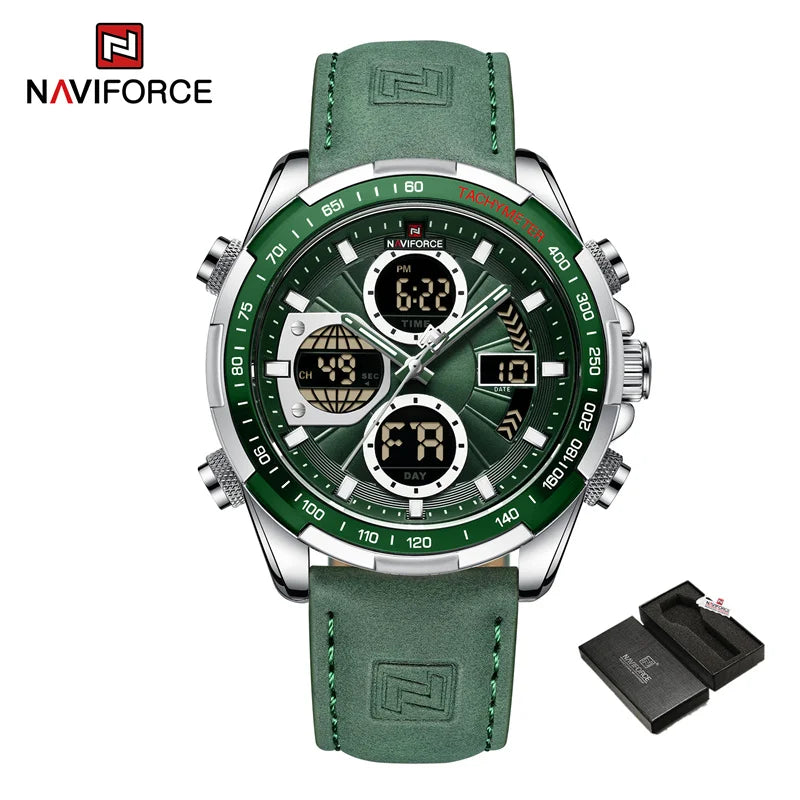 New NAVIFORCE Watches for Men Leather Mens Military Sport Waterproof Watch Quartz WristWatch Chronograph Male Clock - Sun Studio