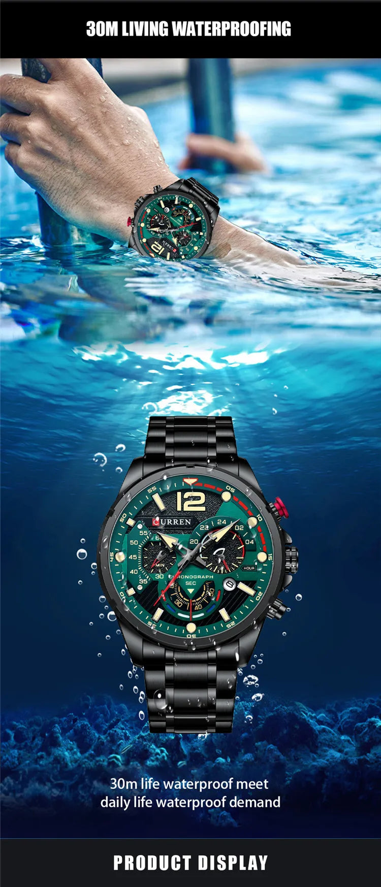 CURREN 8395 Men's Minimalist Large Dial Watch, Water-resistant Calendar Six-hand Multifunctional Quartz Watch - Sun Studio
