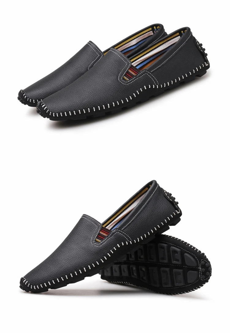 JINTOHO Big Size Men Genuine Leather Shoes Slip On Black Shoes Real Leather Loafers Mens Moccasins Shoes Italian Designer Shoes