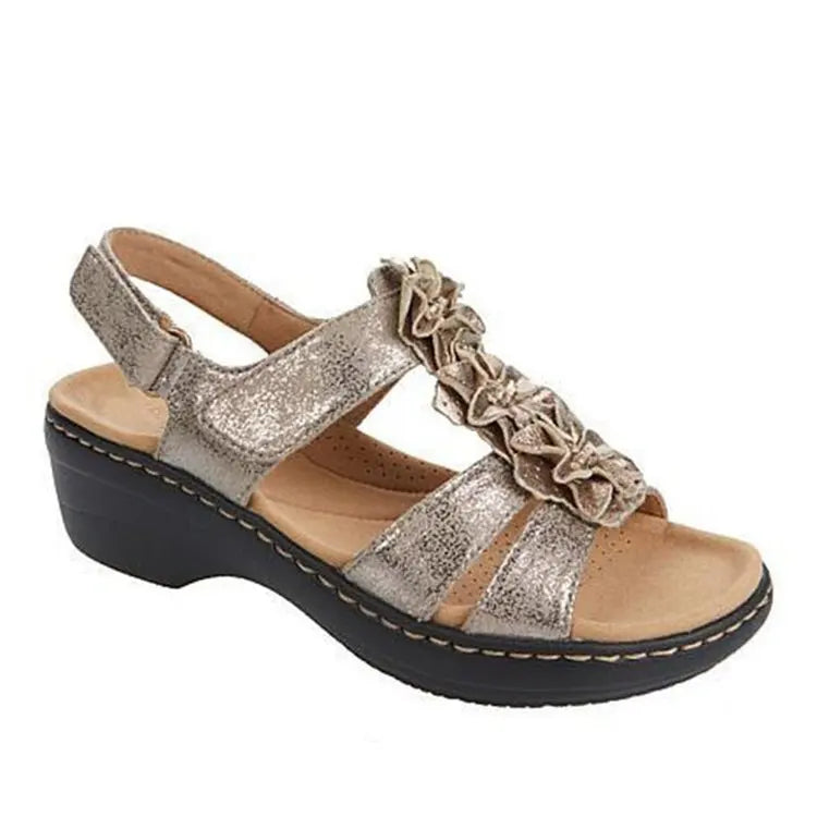 Summer Sandals Women 2022 New Flower Wedge Platform Orthopedics Shoes Retro Rome Casual Comfortable Peep Toe Sandalias De Mujer - Sun Studio