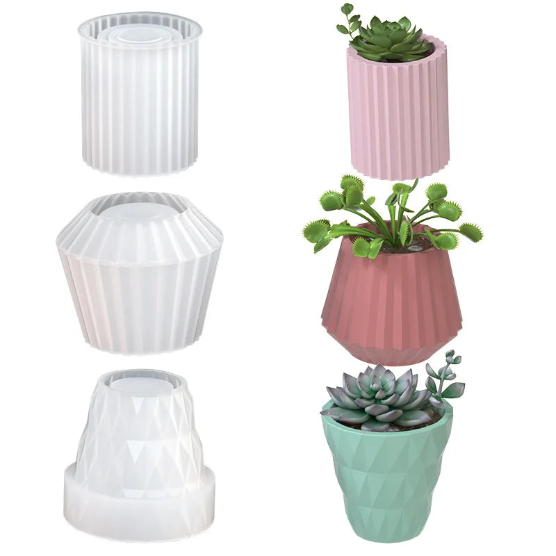 DIY Epoxy Resin Table Night Lamp Silicone Mold with Diamond Pattern Crystal Lamp Resin Mold Plant Pot Mold Home Decoration Craft - Sun Studio