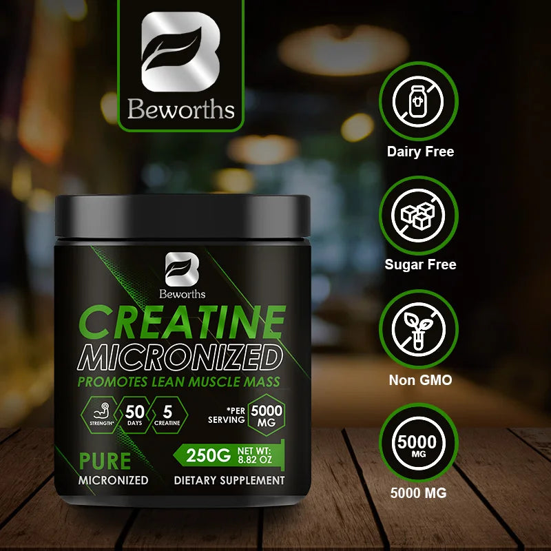BEWORTHS Creatine Monohydrate Sports Dietary Supplements for Workout Muscle Building Cellular Energy Enhance Muscle Strength - Sun Studio