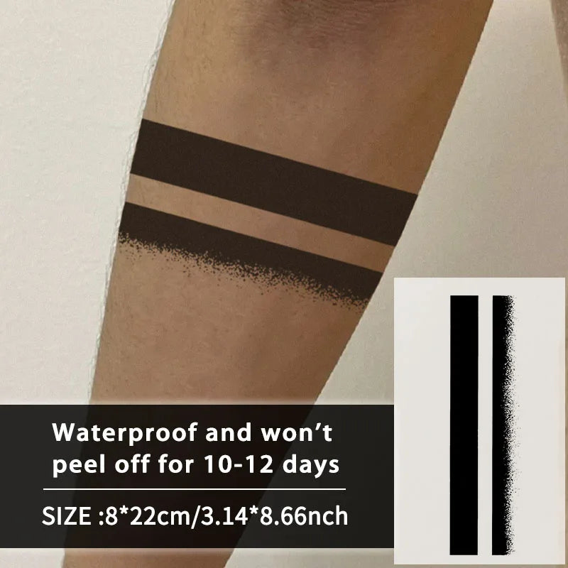 1Pc Geometry Arm Band Waterproof Temporary Tattoo Stickers, Long-lasting Waterproof for One to Two Weeks, Suitable for Arm, Leg. - Sun Studio