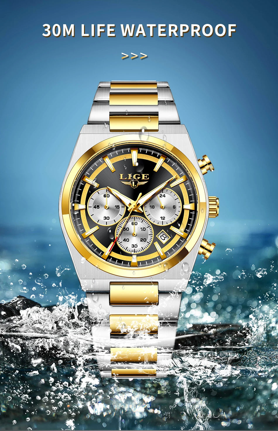 LIGE Top Luxury Man Quartz Watch Waterproof Luminous Date Chronograph Watches For Men Stainless Steel Fashion Men's Watch Reloj - Sun Studio