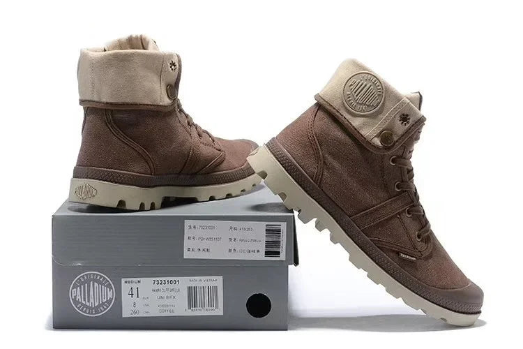 PALLADIUM Pallabrouse Dark Brown Sneakers Men/Women High-top Army Leisure Ankle boots Canvas Casual Shoes Anti-Slip Shoes 36-45 - Sun Studio
