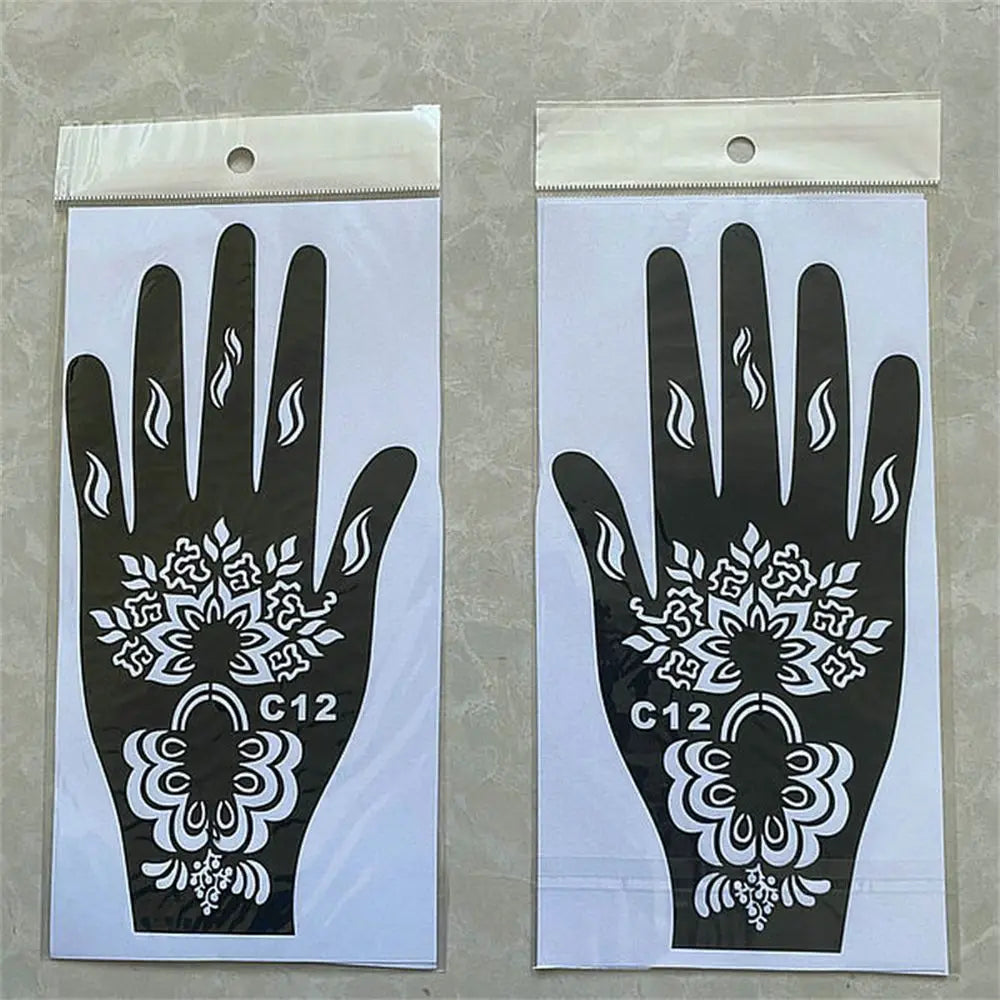 NEW Black Lace Transfer henna Hand Arm Tattoo Henna Stickers Art Temporary Tattoo DIY Painting Body Art Template Tattoo Stencils - Sun Studio