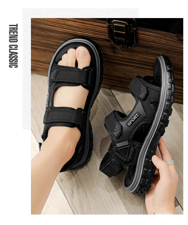 Sandals men summer fashion new style outdoor wear soft sole wear-resistant anti slip anti odor breathable dual-use beach sandals - Sun Studio