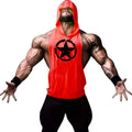 Fitness muscle vest sleeveless hooded men's summer gym sports hooded sweatshirt training sweat absorbing short sleeved vest - Sun Studio