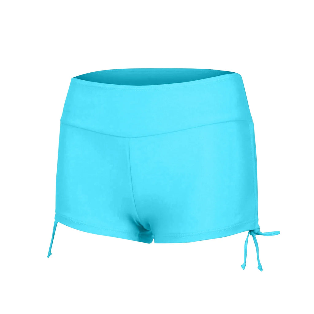 Women'S Summer Swimwear Briefs Solid Colored Boxer Beach Shorts High Waist Side Adjustable Drawstring Elastic Sports Swimsuit - Sun Studio