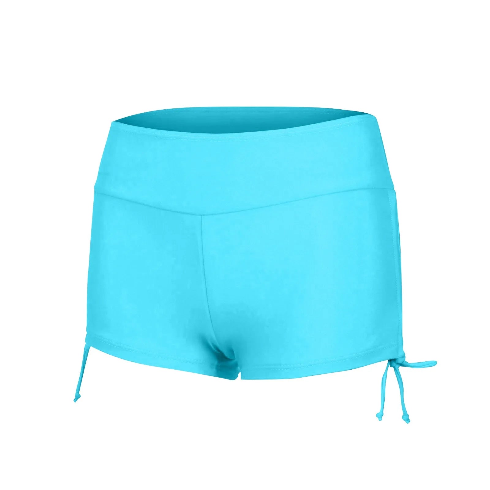 Women'S Summer Swimwear Briefs Solid Colored Boxer Beach Shorts High Waist Side Adjustable Drawstring Elastic Sports Swimsuit - Sun Studio