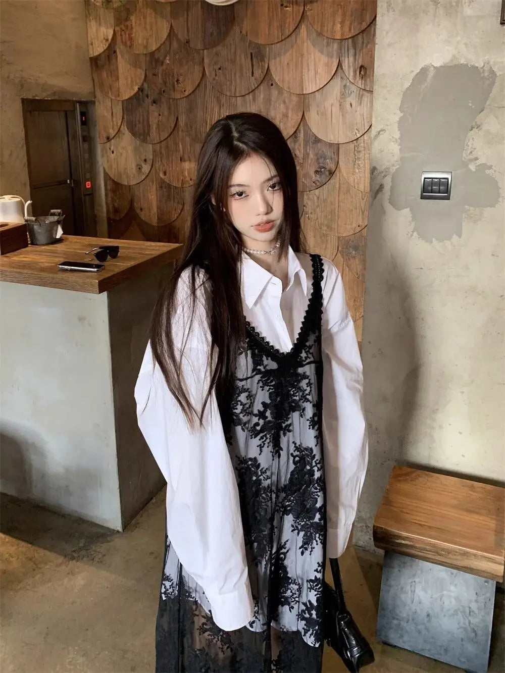 Solid Dresses Women Summer Girls Embroidery Lace Designed Korean Style Layering Streetwear Prevalent Attractive Leisure Trendy - Sun Studio
