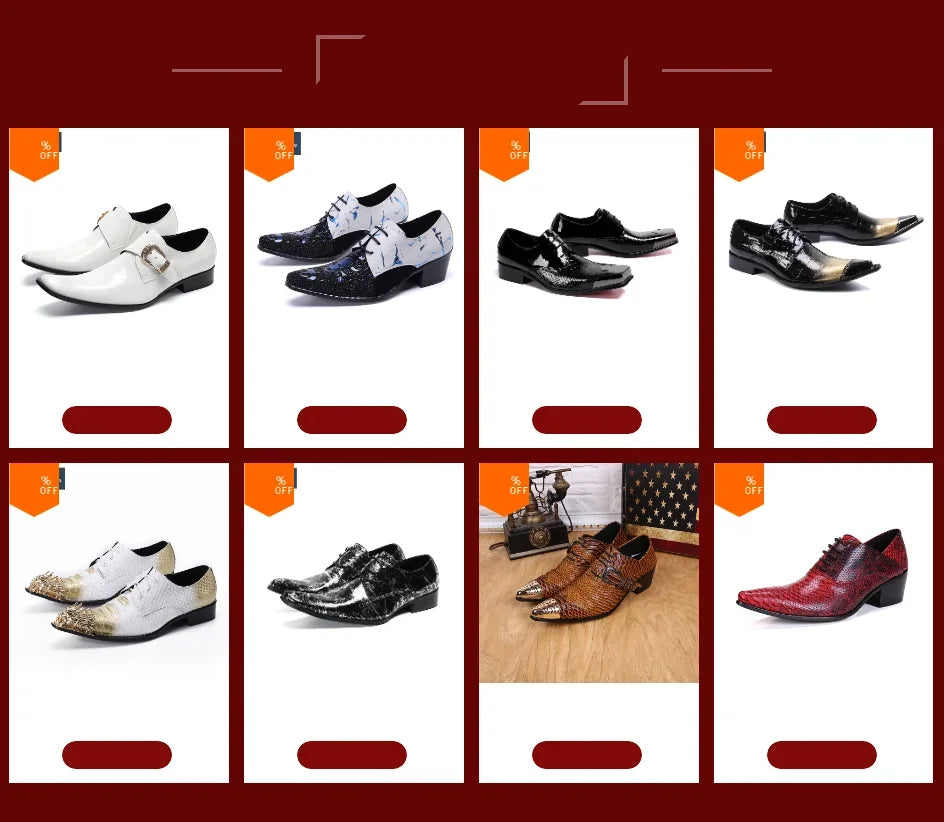 Handmade Man Office Crocodile Pattern High Heel Shoes Lace Up Business Party Dress Shoes Wedding Pointed Toe Cow Leather Shoes - Sun Studio
