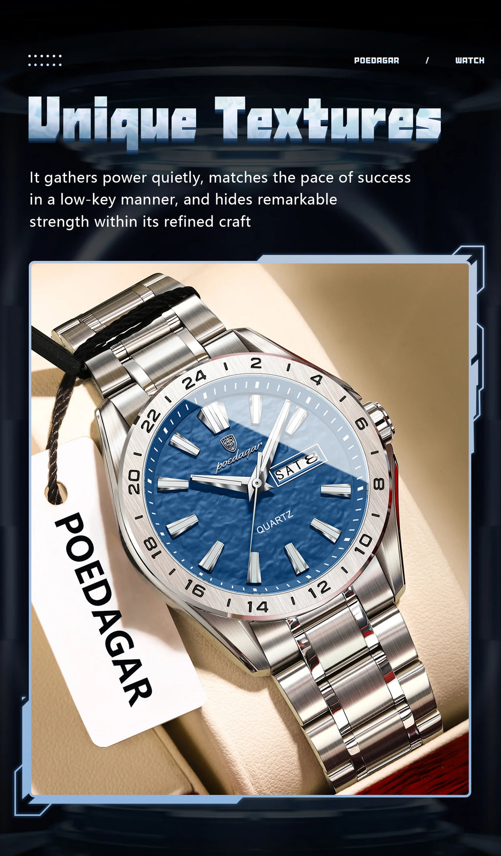 POEDAGAR Sport Luxury Man Wristwatch High Quality Waterproof Luminous Watch For Men Fashion Date Week Quartz Men's Watches Reloj - Sun Studio
