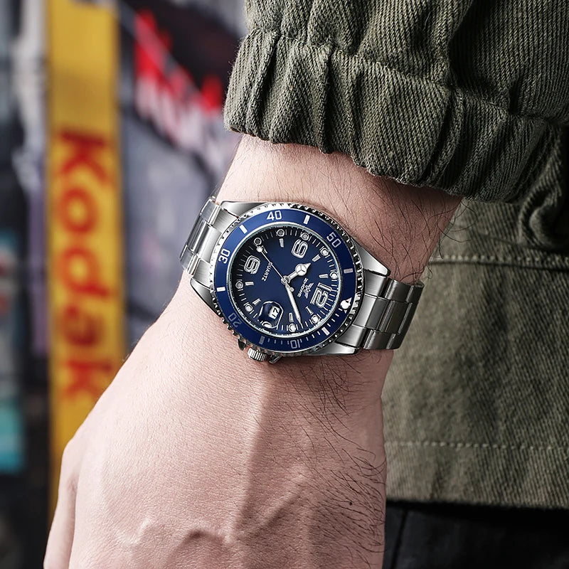 High Quality Top Brand Relogio Masculino Men Quartz Watches Fashion Calendar Stainless Steel Watch For Men Montre Homme 시계 - Sun Studio
