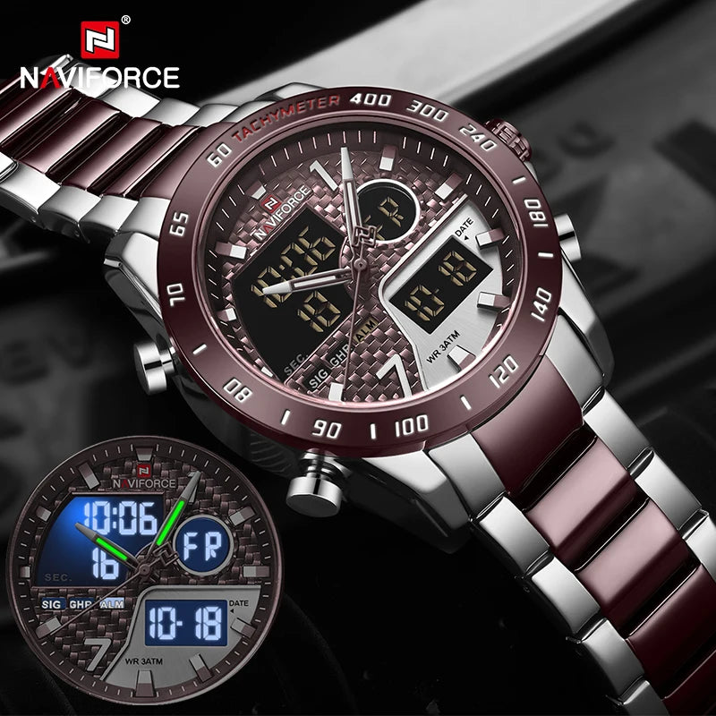 NAVIFORCE Men Digital Watch LED Sport Military Mens Quartz Wristwatch Male Luminous Waterproof Clock Watches Relogio Masculino - Sun Studio
