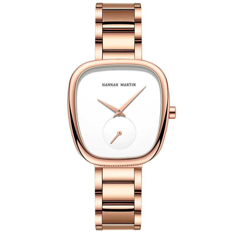 2025 New Women Quartz Wristwatch 34mm Wine Barrel Rose Gold Black Stopwatch Fashionable Minimalist Style Oval Watches for Women - Sun Studio