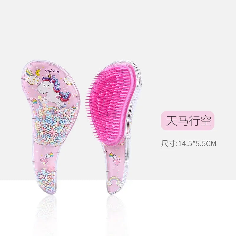 Cute Children Hairdressing Comb for Kids Anti-knot Massage Flowing Bead Hair Comb Children Girls Dress Up Makeups Toy Gifts - Sun Studio