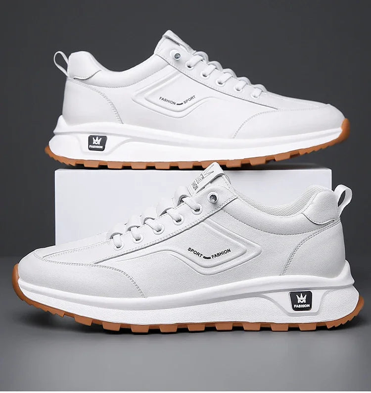 Designer New Men Genuine Leather Casual Sport Shoes Street Fashion Comfortable Cow Leather Lace-up Sneakers - Sun Studio