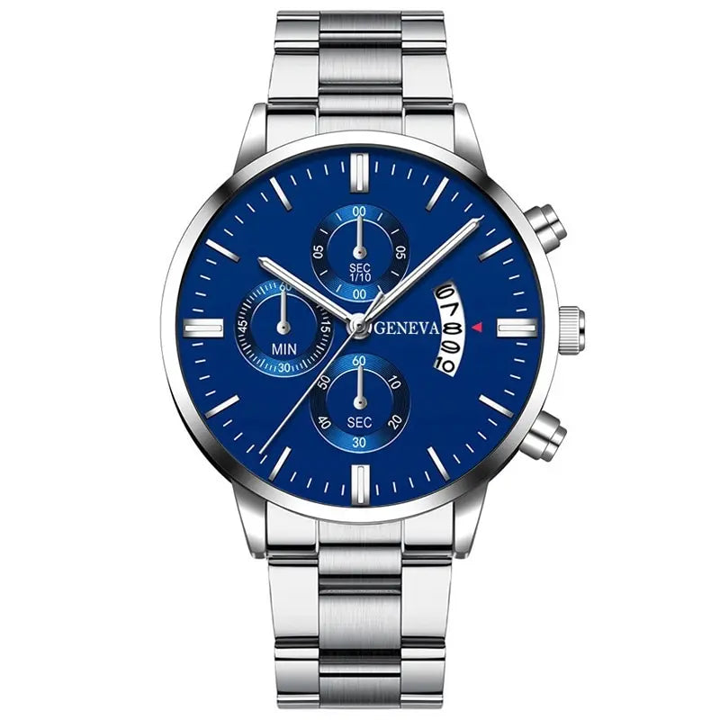 2023 Luxury Fashion Mens Watches Silver Stainless Steel Quartz Wrist Watch Men Business Watch Male Calendar Clock Reloj Hombre - Sun Studio