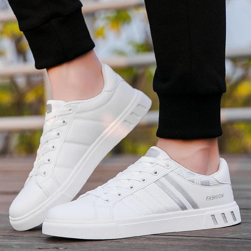 2024 Mens Casual Sneakers New Fashion Lace-up White Shoes Student Comfort Sports Plus Size Vulcanized Shoes Zapatillas De Hombre - Sun Studio