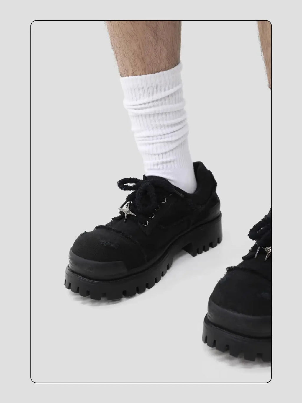 Men's British Style Derby Models Increase in Height Thick Soles Big Heads Commuting Denim Destruction Wind Tooling Casual Shoes - Sun Studio