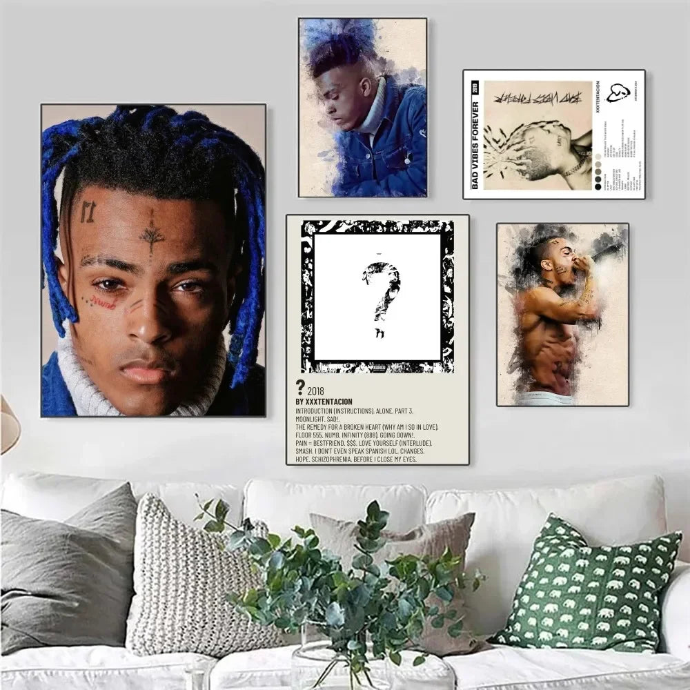 Hip Hop Rap Wall Art Hip Hop Z-XXXTentacion Music Cover Album Canvas Poster Print Living Room Bedroom Home Decor - Sun Studio