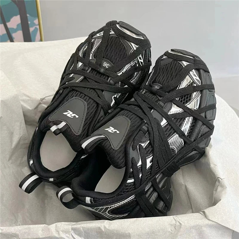 Large Size Casual Trainers Luxury Designer Unisex Shoes Chunky Heel Platform All Match Increasing Sport Runway Sneakers Female - Sun Studio