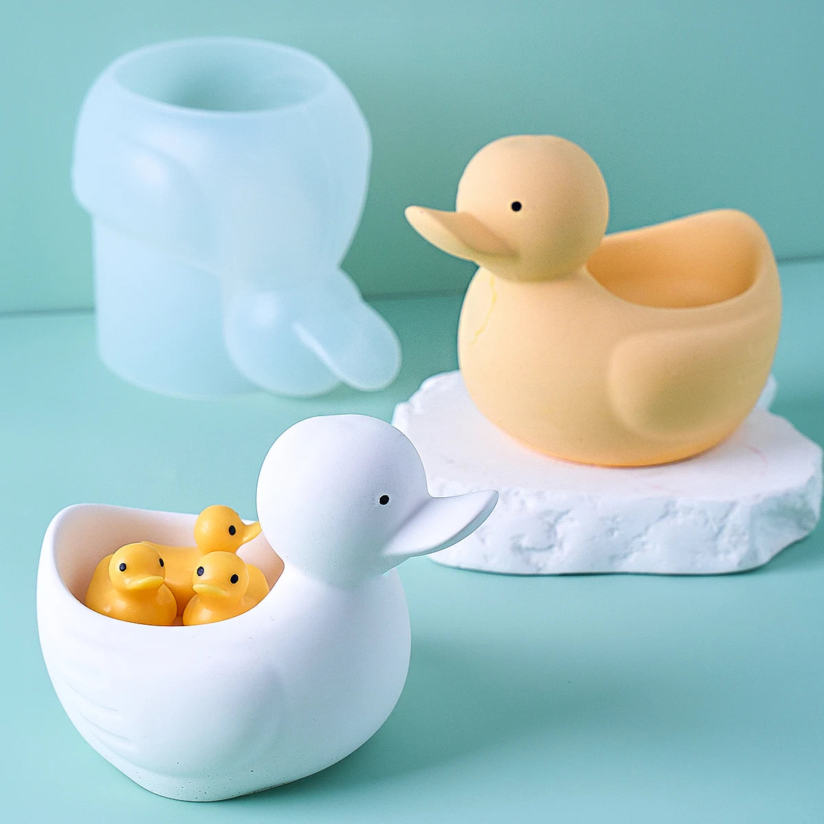 S/M/L Duck Silicone Mold DIY Handmade Cute Cartoon Duck Scented Candle Flowerpot Candle Jar Storage Box Plaster Mold Home Decor - Sun Studio