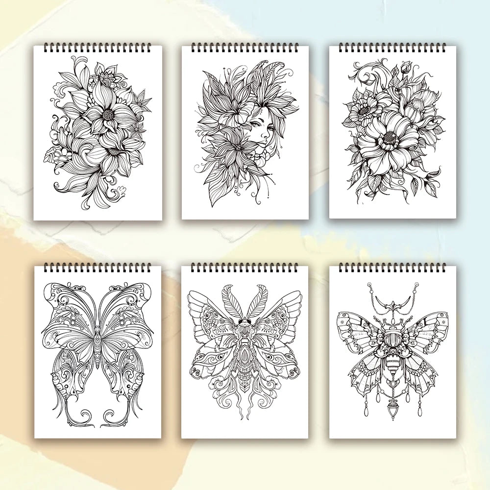 30 Sheets Stress Relief Coloring Book, 11.2x 8.3in,100gsm Thick Paper, Spiral Bound, Halloween Gift, Christmas Gift Option - Sun Studio