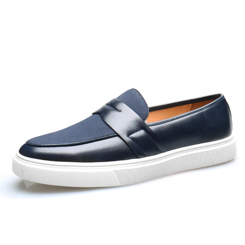 Fashion Men's Casual Slip-on Leather Shoes Men Classic British Style Penny Loafers Mens Outdoor Board Shoe Driving Flats - Sun Studio