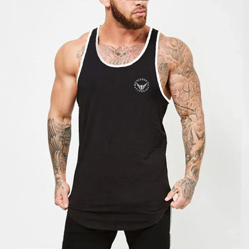 Gym Bodybuilding Sports T-shirt Workout Muscle Vest Fitness Cotton Breathable Sleeveless T-shirt Men Training Tank Tops - Sun Studio