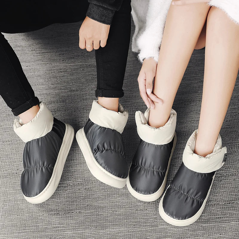 Outdoor Plush Warm Men's Snow Boots Winter Couple Cotton Shoes Down Non-Slip Waterproof Fashion Kids Shoes Slip on Soft Sneakers - Sun Studio