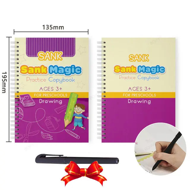 Free Shipping Reusable Montessori Toys French English Spanish Copybooks Pen Writing Sticker Magic Copybook for Calligraphy - Sun Studio