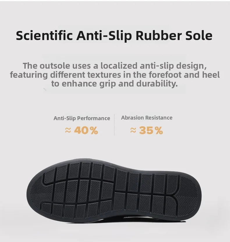 Pure Black Casual Men's Shoes Slip-On Driving Soft Bottom Anti-Slip Leather Shoes Breathable round Toe Flat Heel PVC Outsole - Sun Studio