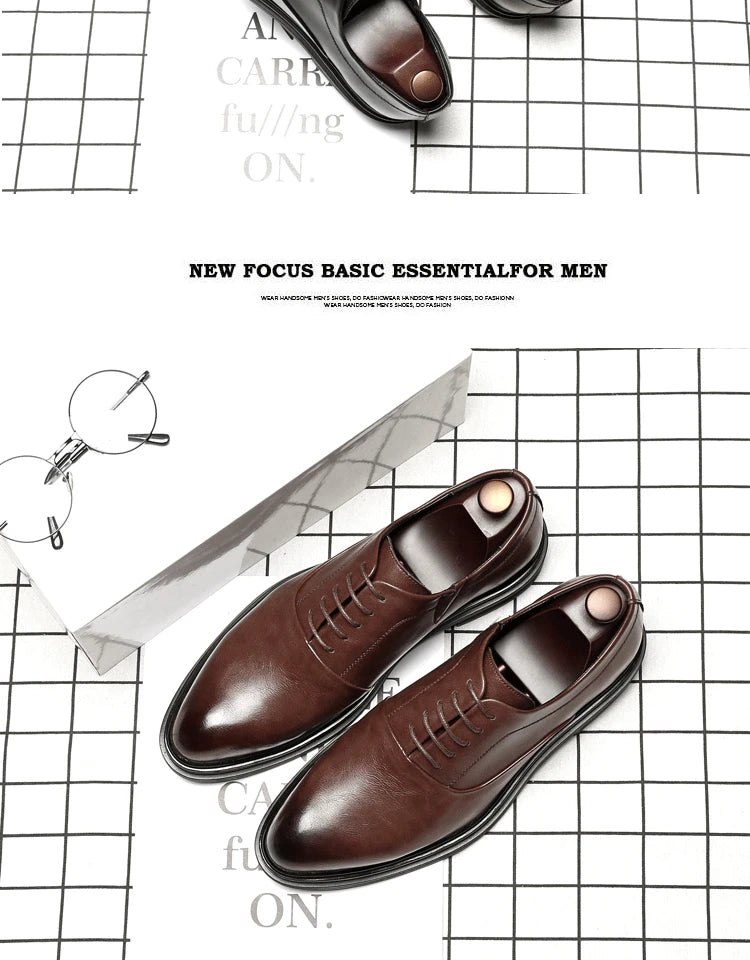 British Pointed Toe Business Leather Shoes Fashion Casual Black Large Size 38-47 Formal Shoes Handsome Office Worker Men's Shoes - Sun Studio
